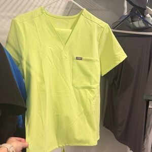 Figs Lime V-Neck Scrub Top